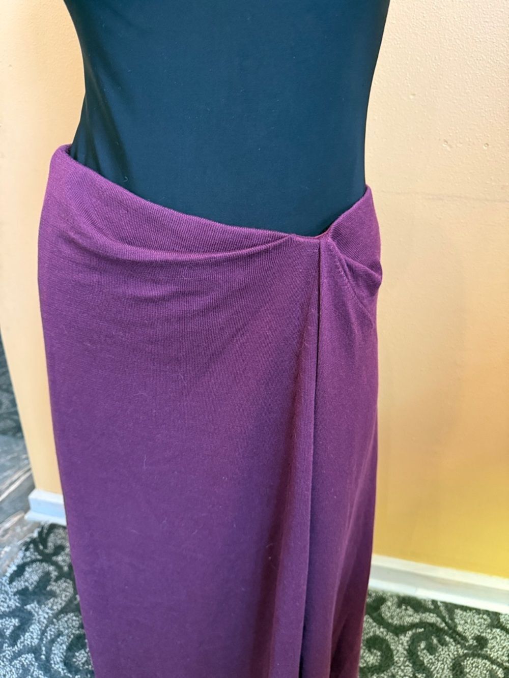 LAFAYETTE 148 NEW YORK Cotton-Silk Knit Asymmetrical Draped A-Line Midi Skirt - Picture 3 of 12